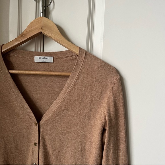 BABATON Parasol Tan V-Neck Button-Up Cardigan Sweater - Picture 2 of 9